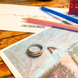 Adjustable silver starry night statement ring